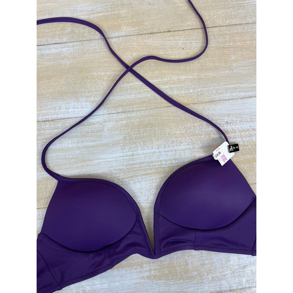 NWT Victorias Secret Size S Purple Triangle Push Up Bikini Top Halter Swim